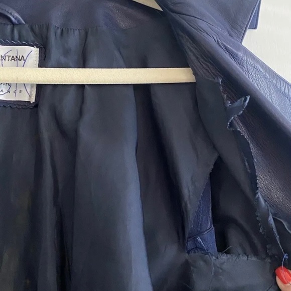 Vintage Claude Montana Blue Leather Jacket Size 44 8 10 - Picture 6 of 7